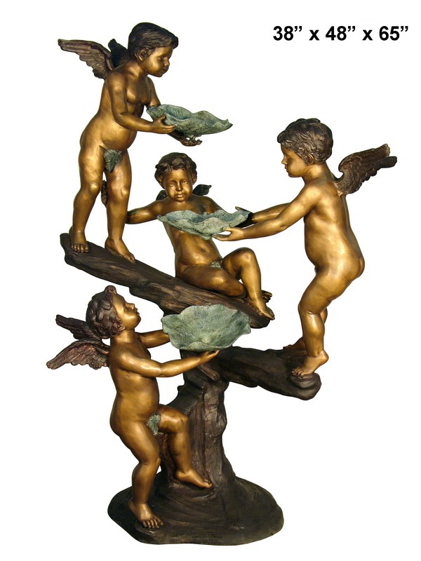 4 Cherubs With Lotus Leaves Fountain